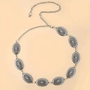 Western Boho Silver Concho Waist Chain Belt